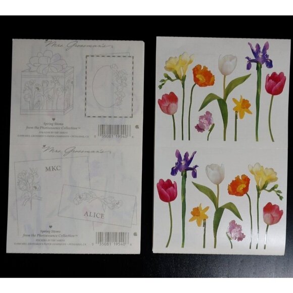 VTG Mrs. Grossman's Stickers Spring Stems Flowers Bouquet Tulips Daffodils Lilac - Picture 2 of 3